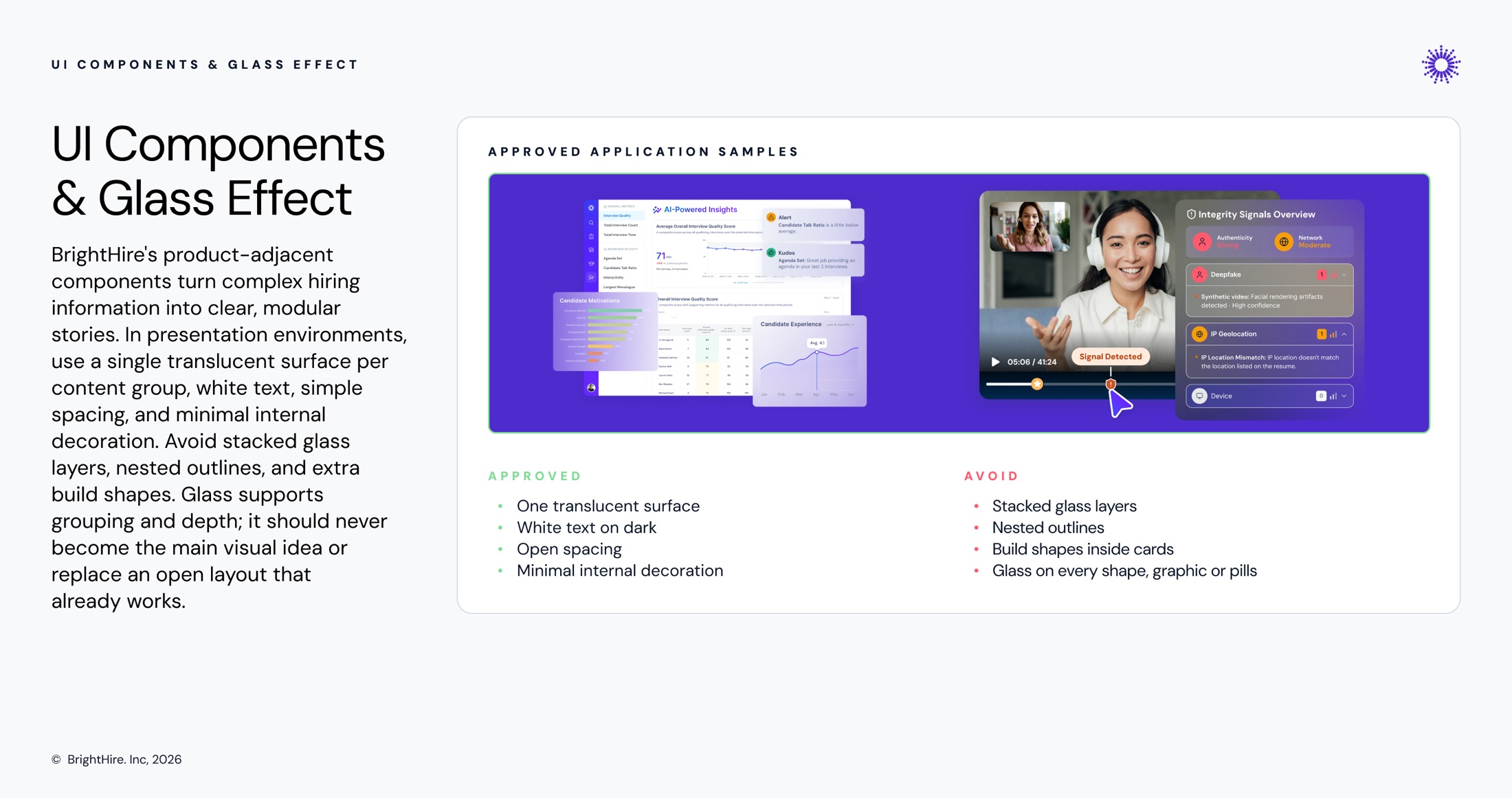 BrightHire glass UI components