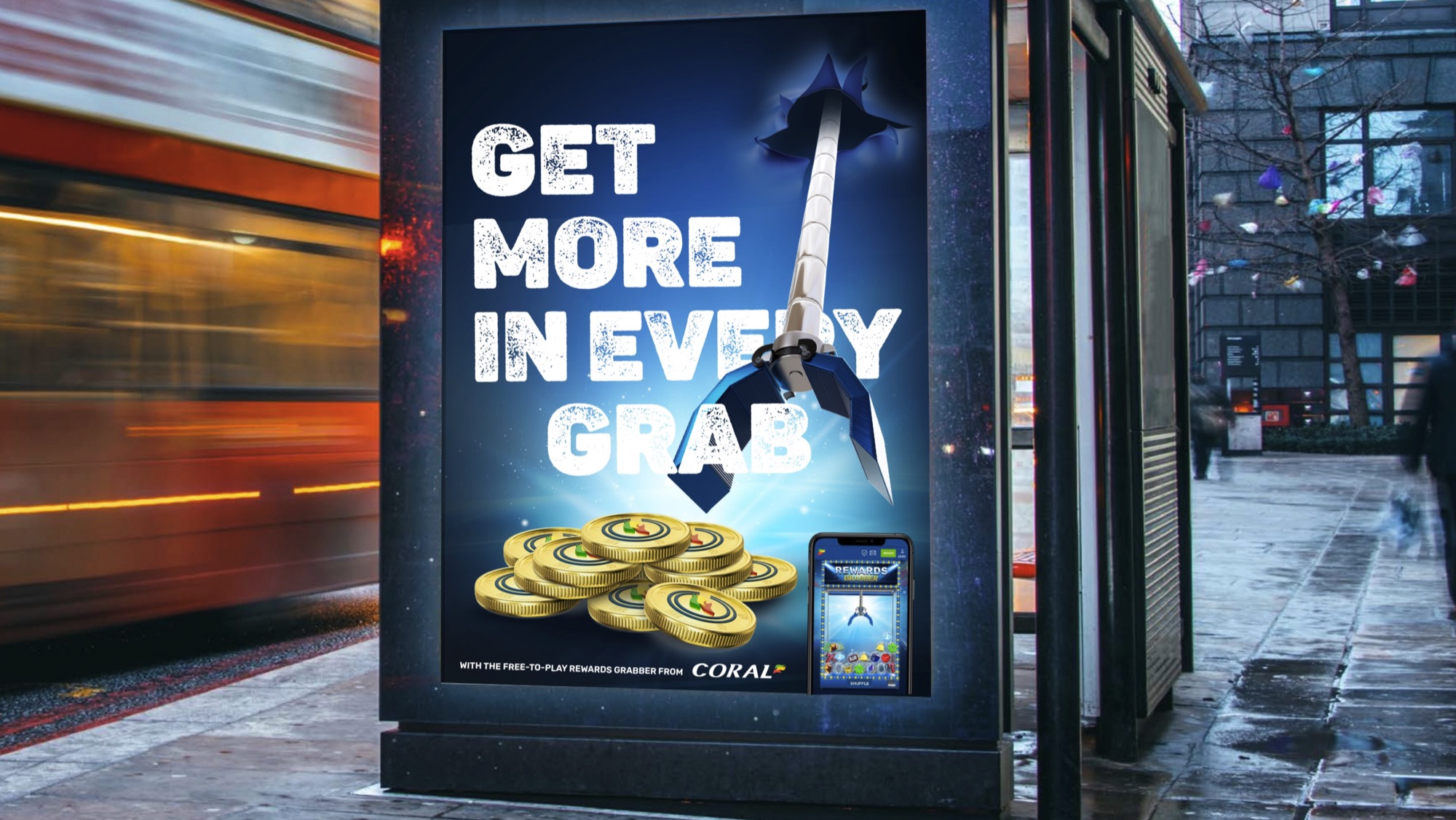 “Get more in every grab” bus shelter poster