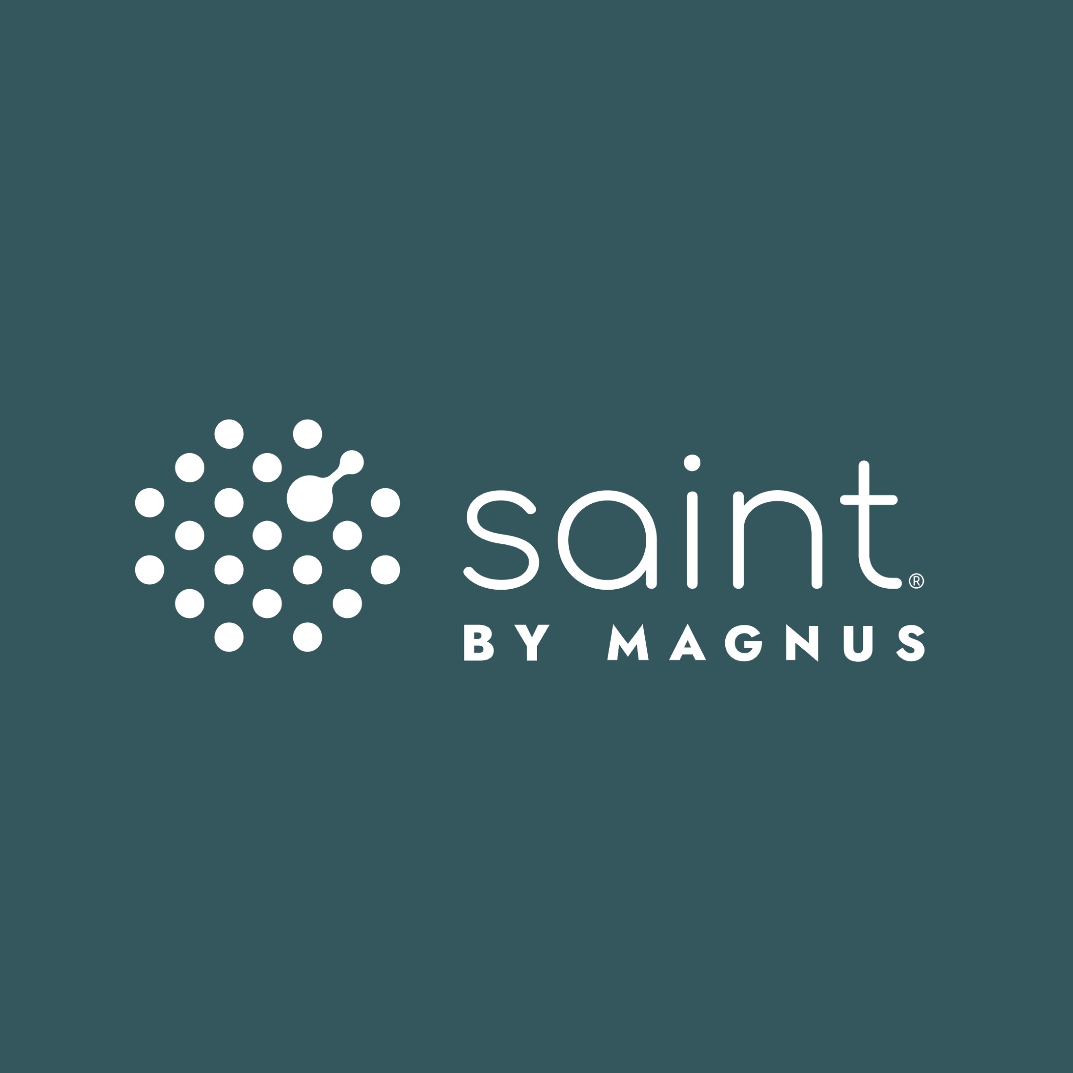 SAINT by Magnus lockup on teal